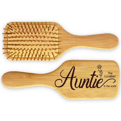 Gifts for Aunt, Personalized Hair Brush, Natural Wooden Comb - Wedding Anniversary Happy Mother`s Day Valentine's Day Birthday Christmas Thanksgiving Present for Auntie