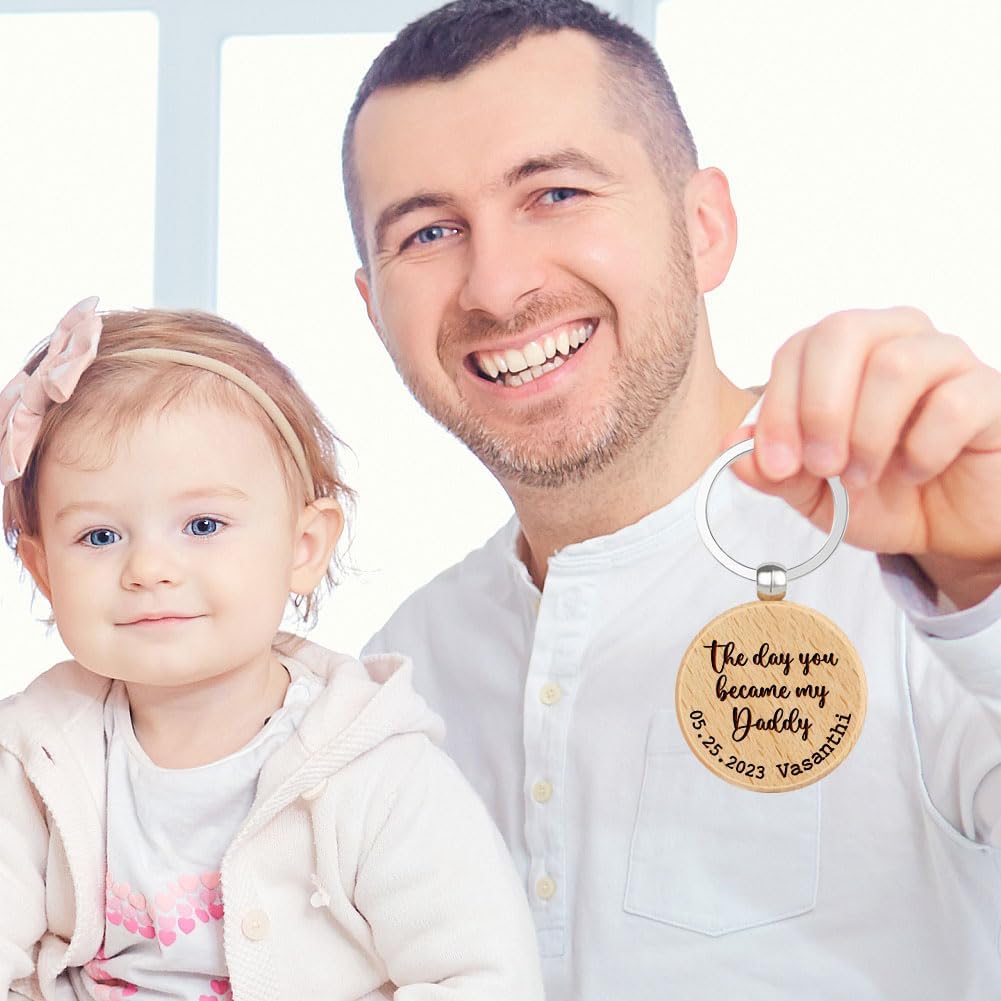 The Day You Became My Daddy - Personalized Keychain for Dad, Ideal Gifts for Father's Day, Birthday, Christmas