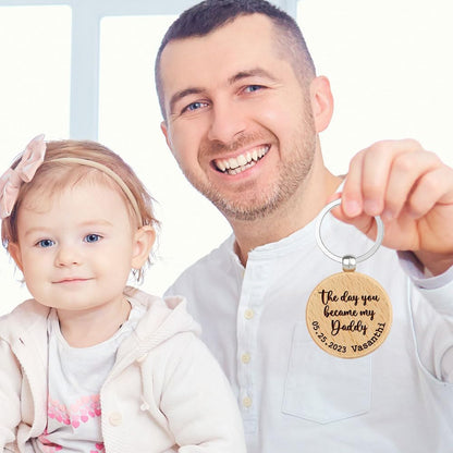 The Day You Became My Daddy - Personalized Keychain for Dad, Ideal Gifts for Father's Day, Birthday, Christmas