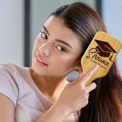 Graduation Gifts, Personalized Name Hair Brush for Daughter, Her, Class of 2025, Congratulations Grad Comb, Unique Gifts for High School, College or University, Custom Natural Wooden Hair Brush