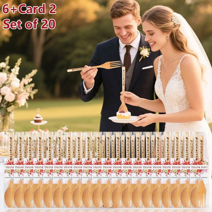 Personalized Wedding Favors with Thank You Cards, Custom Wooden Spoons & Forks, Housewarming Party Favors, Gifts for Party Guests Set of 10-100