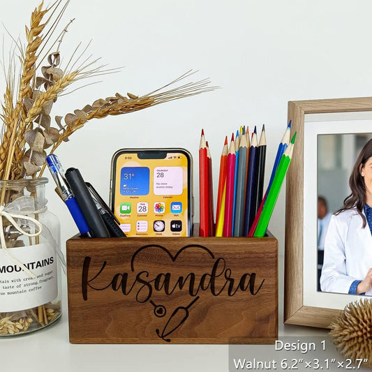 Gifts for Doctors, Personalized Name Pen Holder for Nurses, Hygienists, Assistants, Physician, Dentists, Unique Graduation, Birthday or Christmas Gifts Idea, Custom Desk Organizer