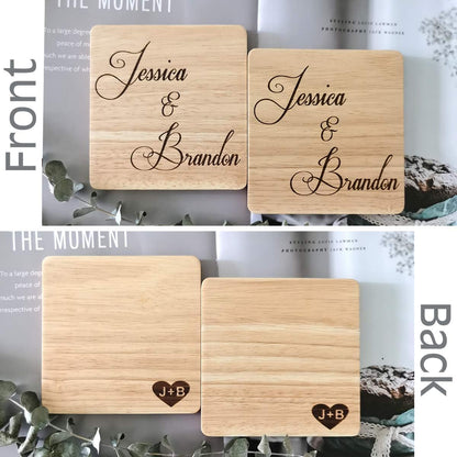 Anniversary Wedding Gifts for Couples - Custom Name Coasters, Funny Gift, Engagement, Newlyweds, Bridal Shower, Personalized Present for Her or Him (Design 5)