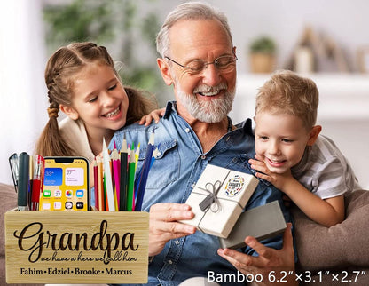 Gifts for Grandpa, Personalized Pen Holder, Custom Name Desk Organizer for Grandfather from Grandson, Granddaughter, Ideal for Father's Day, Retirement gift, Birthday, Christmas