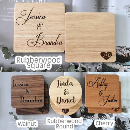 Anniversary Wedding Gifts for Couples - Custom Name Coasters, Funny Gift, Engagement, Newlyweds, Bridal Shower, Personalized Present for Her or Him (Design 5)