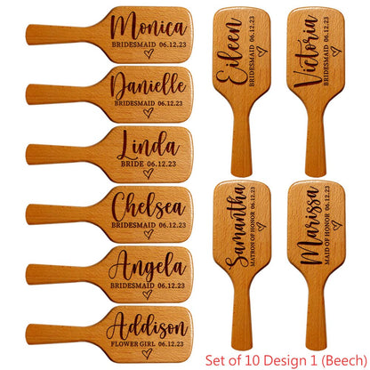 Personalized Bridesmaid Gift Set of 5 for Women - Custom Name Massage Combs | Hair Brush, Maid of Honor, Bridal Shower & Bachelorette Party Proposals