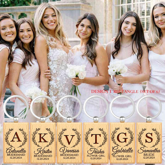 Bridesmaid Gifts, Personalized Name Keychains, Custom Wooden Key Chain, Bridesmaid Proposal Gift, Gifts for Maid of Honor, Bridal Shower Gift, Bachelorette Party Gifts, Set 6 to 12
