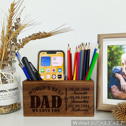 Gifts for Dad from Daughter, Son or Wife, Personalized Pen Holder for Father, Ideal for Father's Day, Birthday, Christmas, Valentine's Day, Custom Name Desk Organizer