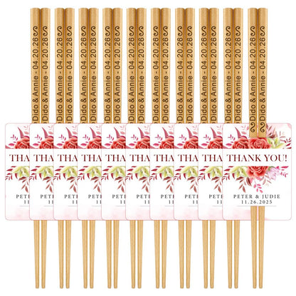 Personalized Wedding Favors with Thank You Cards, Custom Wooden Chopsticks, Housewarming Party Favors, Gifts for Party Guests Set of 10 - 200