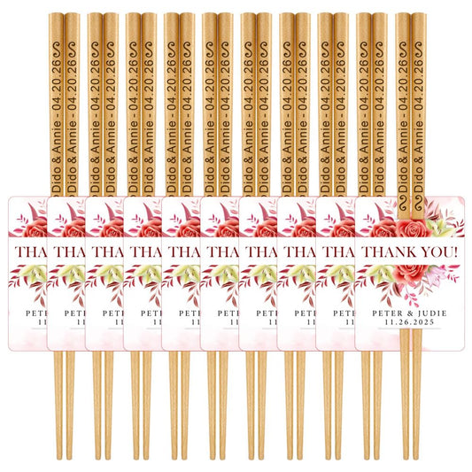 Personalized Wedding Favors with Thank You Cards, Custom Wooden Chopsticks, Housewarming Party Favors, Gifts for Party Guests Set of 10 - 200
