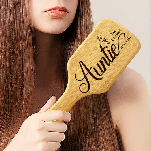 Gifts for Aunt, Personalized Hair Brush, Natural Wooden Comb - Wedding Anniversary Happy Mother`s Day Valentine's Day Birthday Christmas Thanksgiving Present for Auntie