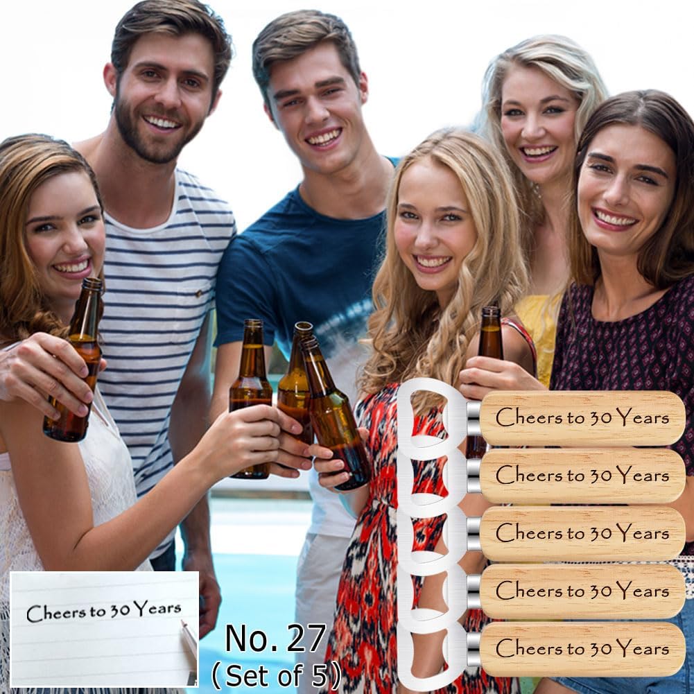 Personalized Wooden Bottle Openers, Birthday Party Favors, Custom Engraved with Names and Date, Set of 1-100