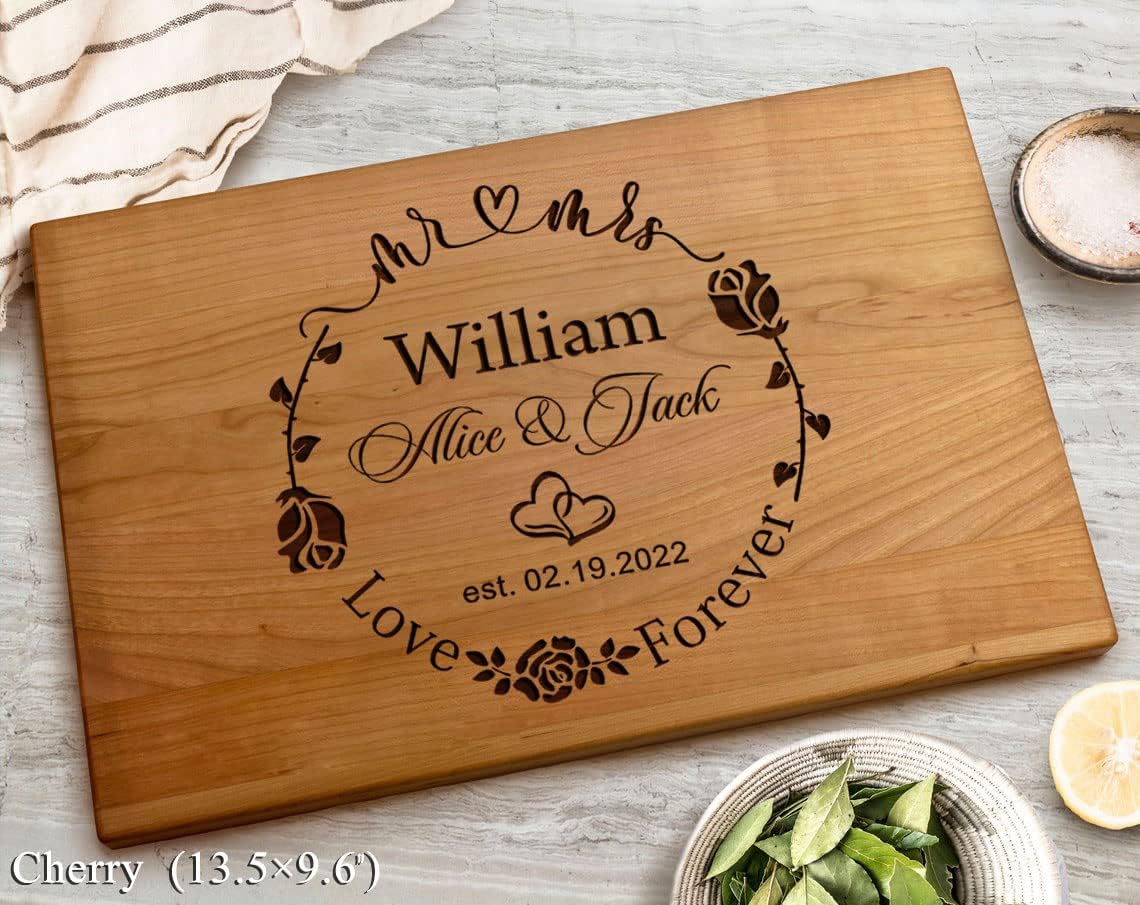 Gifts for Wedding, Personalized Cutting Boards for Couples, Anniversary, Valentines Day, Housewarming Gift - Handmade Customizable Wooden Kitchen Decoration, Gift for New Homeowners