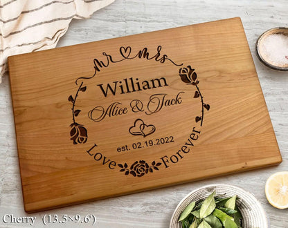 Gifts for Wedding, Personalized Cutting Boards for Couples, Anniversary, Valentines Day, Housewarming Gift - Handmade Customizable Wooden Kitchen Decoration, Gift for New Homeowners
