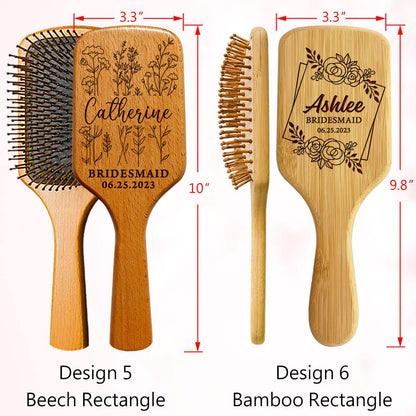 Personalized Bridesmaid Gift Set of 5 for Women - Custom Name Massage Combs | Hair Brush, Maid of Honor, Bridal Shower & Bachelorette Party Proposals