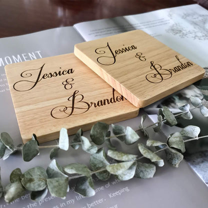 Anniversary Wedding Gifts for Couples - Custom Name Coasters, Funny Gift, Engagement, Newlyweds, Bridal Shower, Personalized Present for Her or Him (Design 5)