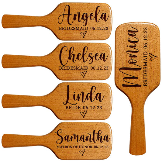 Personalized Bridesmaid Gift Set of 5 for Women - Custom Name Massage Combs | Hair Brush, Maid of Honor, Bridal Shower & Bachelorette Party Proposals