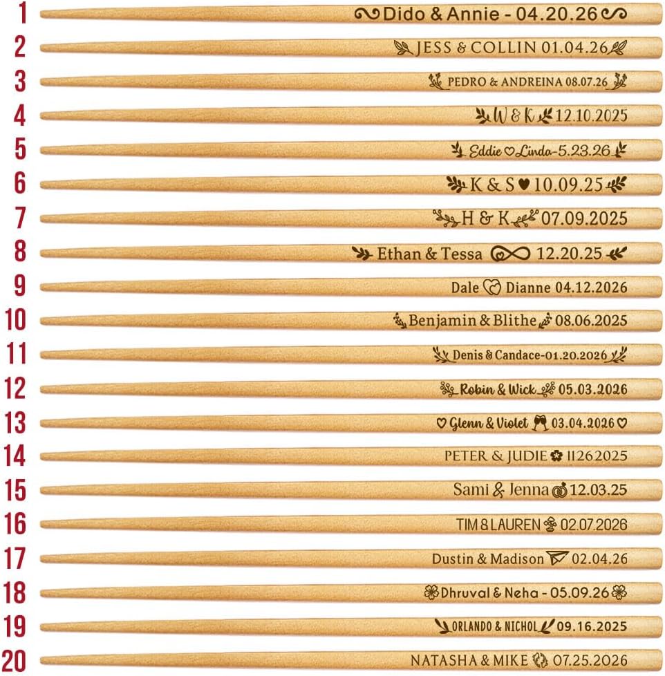Personalized Wedding Favors with Thank You Cards, Custom Wooden Chopsticks, Housewarming Party Favors, Gifts for Party Guests Set of 10 - 200