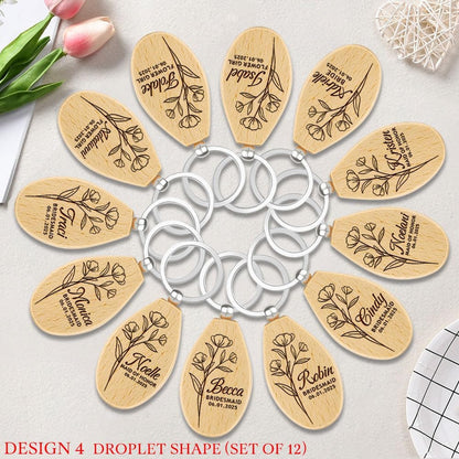 Bridesmaid Gifts, Personalized Name Keychains, Custom Wooden Key Chain, Bridesmaid Proposal Gift, Gifts for Maid of Honor, Bridal Shower Gift, Bachelorette Party Gifts, Set 6 to 12