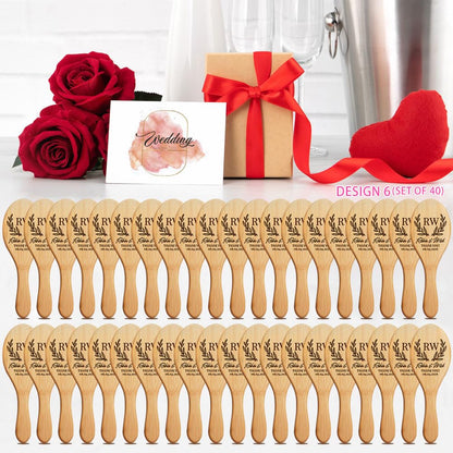 Wedding Favor Gifts for Guests, Personalized Name Hair Brush, Custom Natural Wooden Combs, Pack of 10 - 100