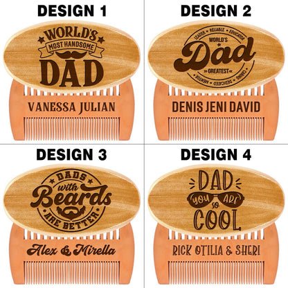 Personalized Wooden Beard Grooming Set Gifts for Dad, Boar Bristle Brush and Comb with Custom Name Engraving, Father's Day, Birthday, Christmas Gifts for Grandpa, Gift Box Included