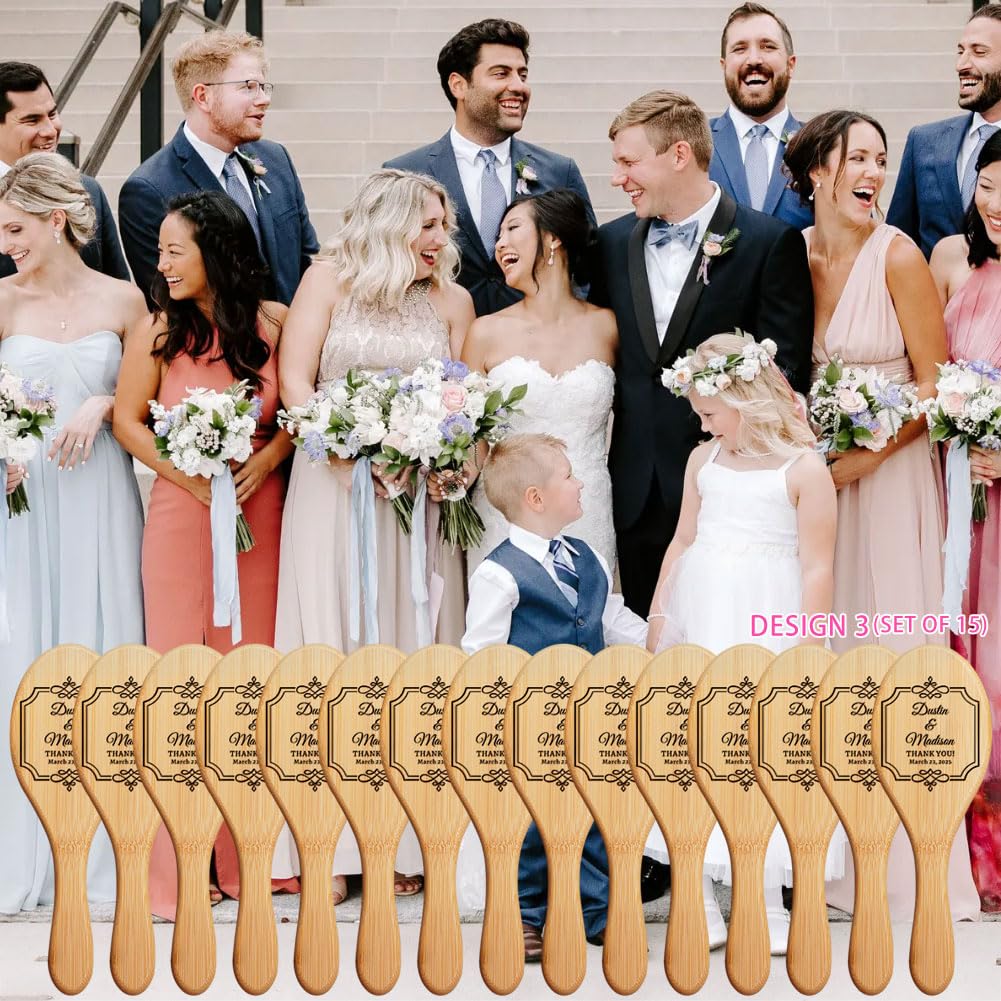 Wedding Favor Gifts for Guests, Personalized Name Hair Brush, Custom Natural Wooden Combs, Pack of 10 - 100