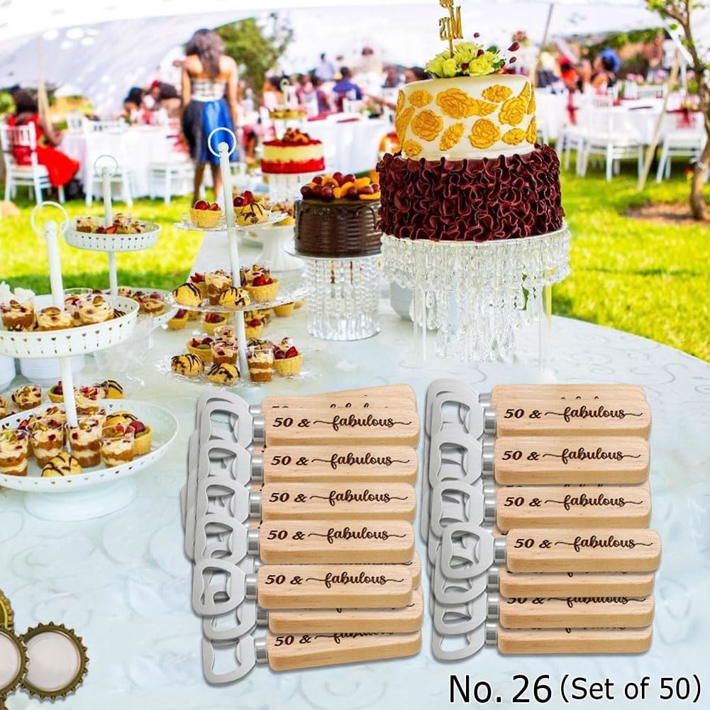 Personalized Wooden Bottle Openers, Birthday Party Favors, Custom Engraved with Names and Date, Set of 1-100