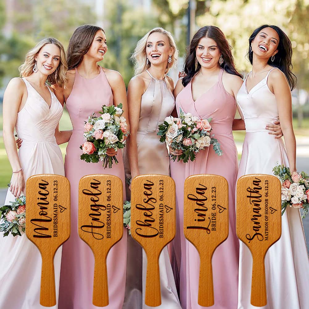 Personalized Bridesmaid Gift Set of 5 for Women - Custom Name Massage Combs | Hair Brush, Maid of Honor, Bridal Shower & Bachelorette Party Proposals