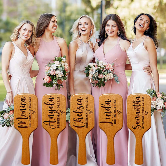 Personalized Bridesmaid Gift Set of 5 for Women - Custom Name Massage Combs | Hair Brush, Maid of Honor, Bridal Shower & Bachelorette Party Proposals