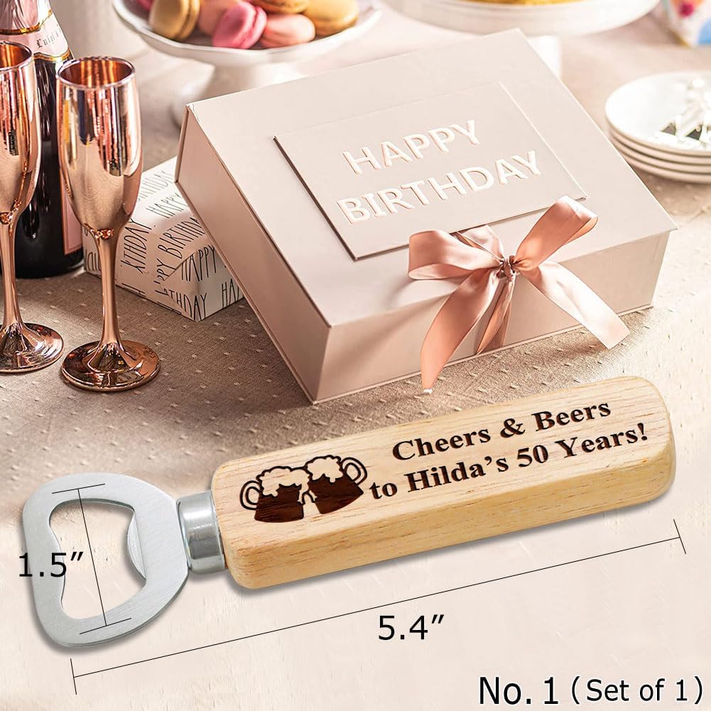 Personalized Wooden Bottle Openers, Birthday Party Favors, Custom Engraved with Names and Date, Set of 1-100
