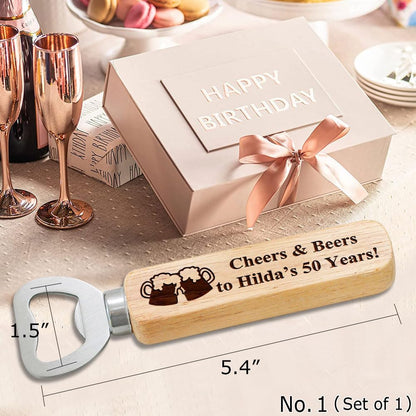 Personalized Wooden Bottle Openers, Birthday Party Favors, Custom Engraved with Names and Date, Set of 1-100