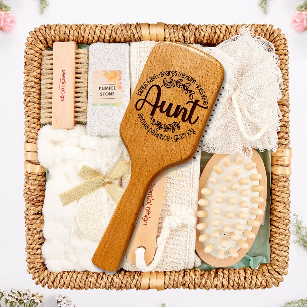 Gifts for Aunt, Personalized Hair Brush, Natural Wooden Comb - Wedding Anniversary Happy Mother`s Day Valentine's Day Birthday Christmas Thanksgiving Present for Auntie