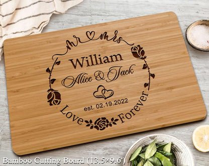 Gifts for Wedding, Personalized Cutting Boards for Couples, Anniversary, Valentines Day, Housewarming Gift - Handmade Customizable Wooden Kitchen Decoration, Gift for New Homeowners