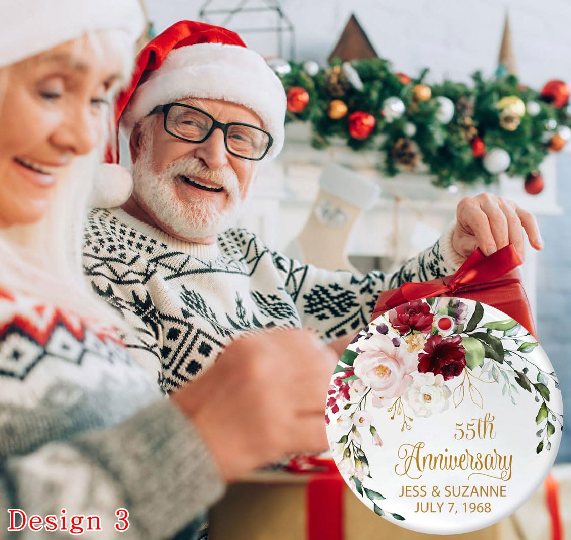 50th Anniversary Gifts for Couples, Custom any Years Ornaments, Wedding Gifts for Husband, Wife, Parents, Grandparents, Personalized Names Ceramic Keepsake, Ideal for Christmas Gifts