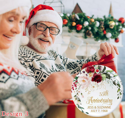 50th Anniversary Gifts for Couples, Custom any Years Ornaments, Wedding Gifts for Husband, Wife, Parents, Grandparents, Personalized Names Ceramic Keepsake, Ideal for Christmas Gifts