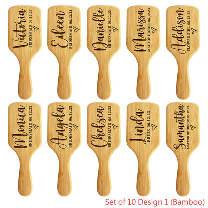 Personalized Bridesmaid Gift Set of 5 for Women - Custom Name Massage Combs | Hair Brush, Maid of Honor, Bridal Shower & Bachelorette Party Proposals