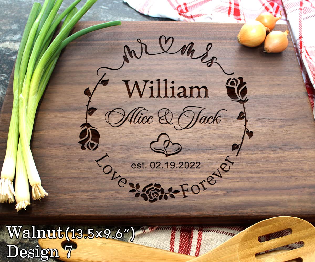 Personalized Cutting Boards, Wooden Custom Engraved Chopping Board for Wedding Gift, Bridal Shower, Engagement Gifts, Anniversary, Housewarming Gift, Gift for Parents