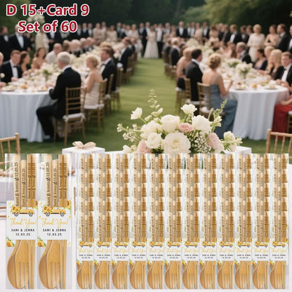 Personalized Wedding Favors with Thank You Cards, Custom Wooden Spoons & Forks & Chopsticks, Housewarming Party Favors, Gifts for Party Guests Set of 5-100