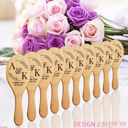 Wedding Favor Gifts for Guests, Personalized Name Hair Brush, Custom Natural Wooden Combs, Pack of 10 - 100