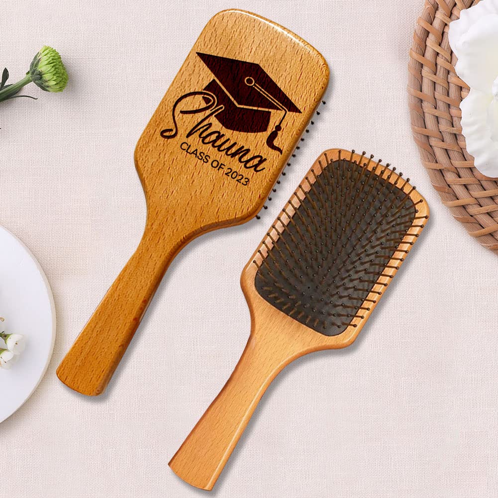 Graduation Gifts, Personalized Name Hair Brush for Daughter, Her, Class of 2025, Congratulations Grad Comb, Unique Gifts for High School, College or University, Custom Natural Wooden Hair Brush