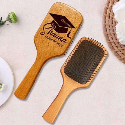 Graduation Gifts, Personalized Name Hair Brush for Daughter, Her, Class of 2025, Congratulations Grad Comb, Unique Gifts for High School, College or University, Custom Natural Wooden Hair Brush