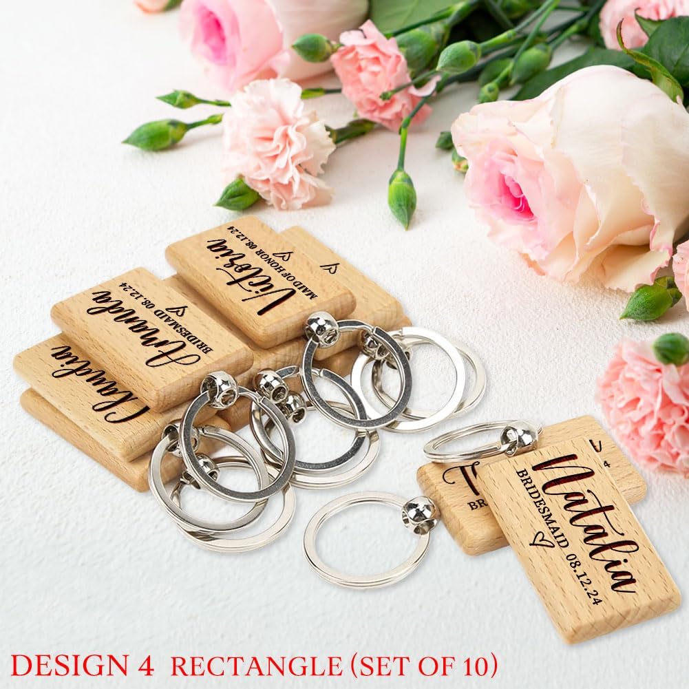 Bridesmaid Gifts, Personalized Name Keychains, Custom Wooden Key Chain, Bridesmaid Proposal Gift, Gifts for Maid of Honor, Bridal Shower Gift, Bachelorette Party Gifts, Set 6 to 12