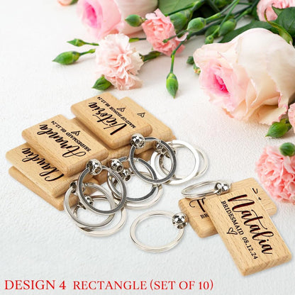 Bridesmaid Gifts, Personalized Name Keychains, Custom Wooden Key Chain, Bridesmaid Proposal Gift, Gifts for Maid of Honor, Bridal Shower Gift, Bachelorette Party Gifts, Set 6 to 12