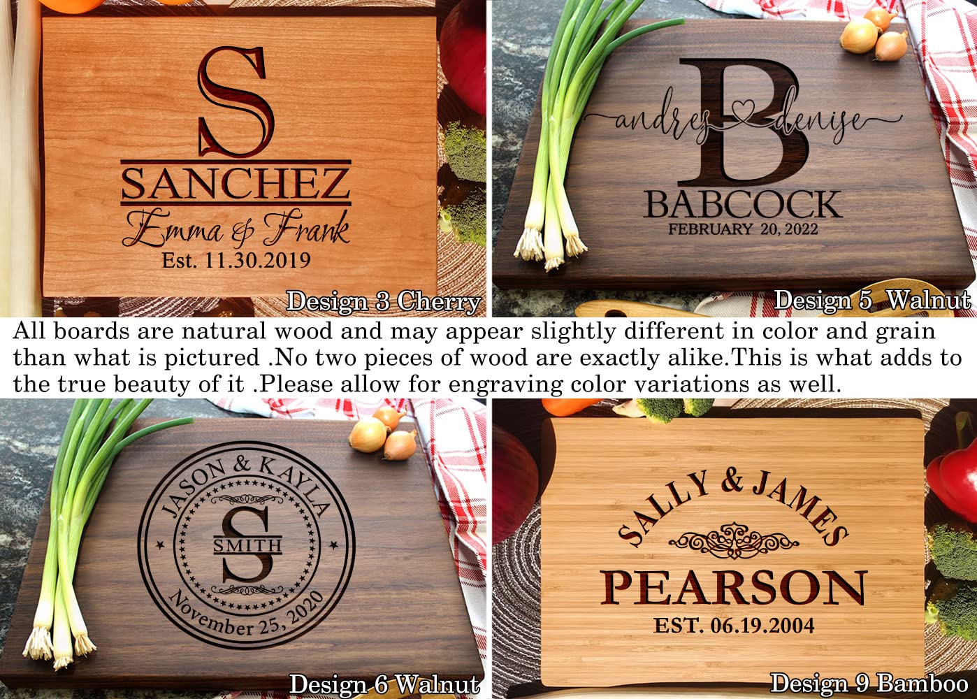 Personalized Cutting Boards, Wooden Custom Engraved Chopping Board for Wedding Gift, Bridal Shower, Engagement Gifts, Anniversary, Housewarming Gift, Gift for Parents