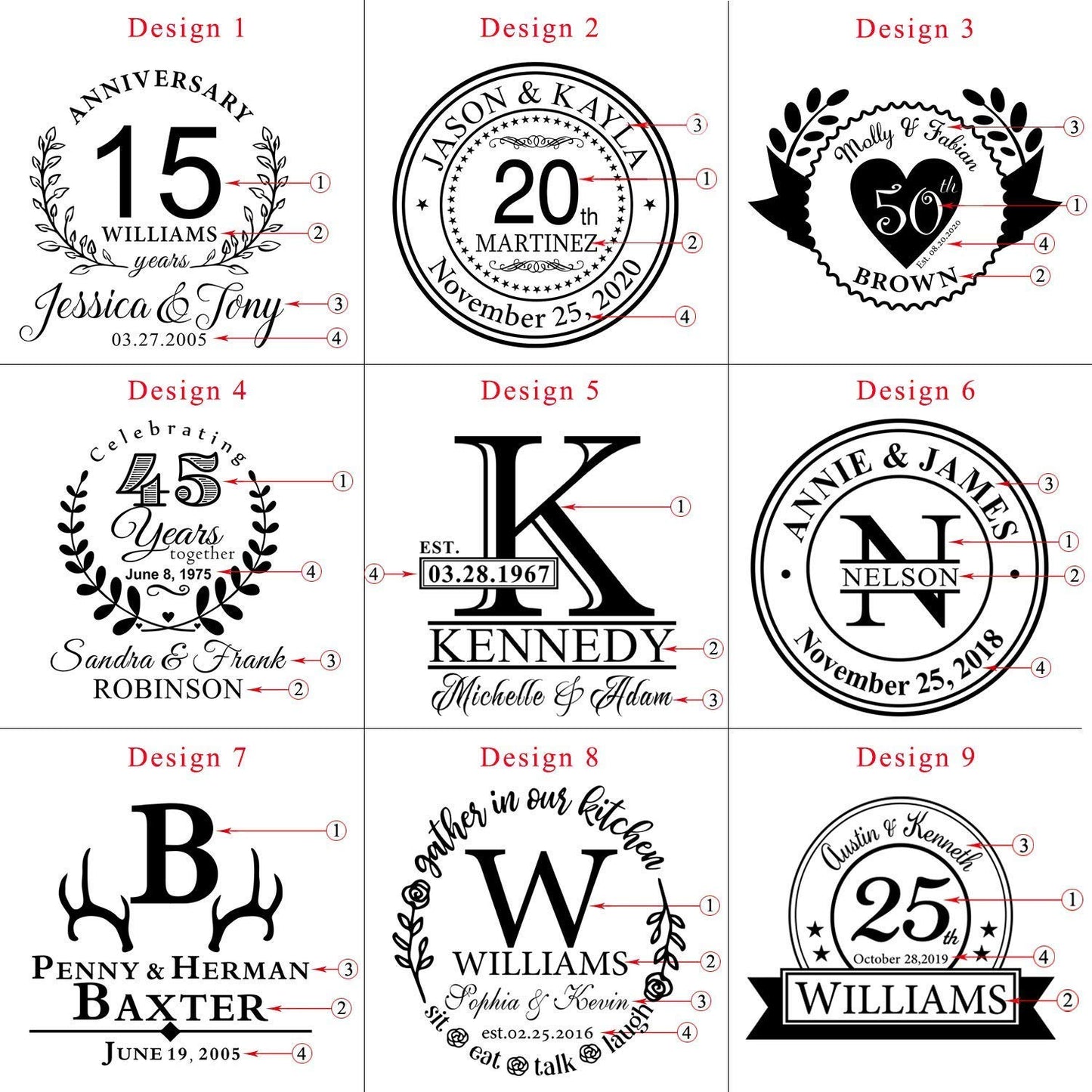 Personalized Anniversary Cutting Boards for Wedding Gift, Bridal Shower, Engagement, Housewarming Gift, Gift for Parents, Couple or Bride and Groom, Custom any Years Wooden Engraving Decoration