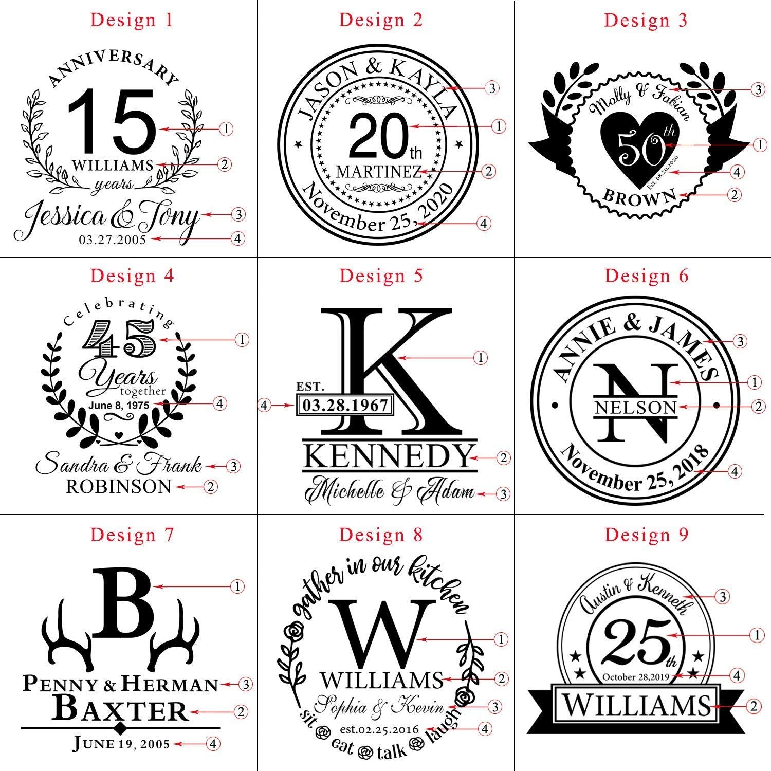 Personalized Anniversary Cutting Boards for Wedding Gift, Bridal Shower, Engagement, Housewarming Gift, Gift for Parents, Couple or Bride and Groom, Custom any Years Wooden Engraving Decoration