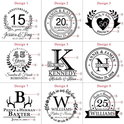 Personalized Anniversary Cutting Boards for Wedding Gift, Bridal Shower, Engagement, Housewarming Gift, Gift for Parents, Couple or Bride and Groom, Custom any Years Wooden Engraving Decoration