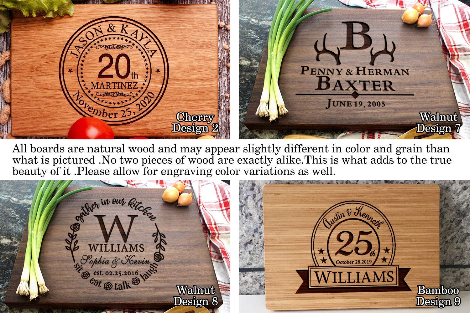 Personalized Anniversary Cutting Boards for Wedding Gift, Bridal Shower, Engagement, Housewarming Gift, Gift for Parents, Couple or Bride and Groom, Custom any Years Wooden Engraving Decoration