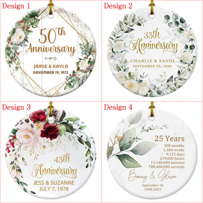 50th Anniversary Gifts for Couples, Custom any Years Ornaments, Wedding Gifts for Husband, Wife, Parents, Grandparents, Personalized Names Ceramic Keepsake, Ideal for Christmas Gifts